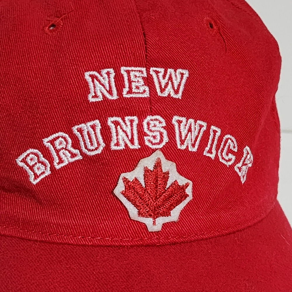 New Brunswick Baseball Hat Red Embroidered Maple Leaf Canada Travel Cap Snapback - Picture 2 of 10